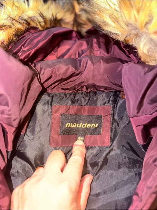 Nice Madden Burgundy Puffer Jacket Purple Size M - Image 6