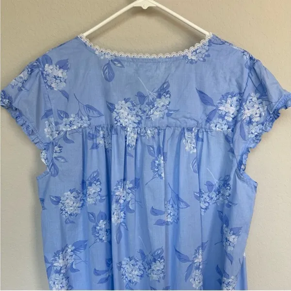 Eileen West Blue Hydrangea Woven Cotton‎ Nightgown S - Image 5