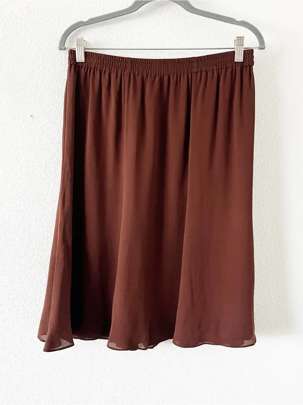 Vintage Diane von Furstenberg DVF Brown 100% Silk Pull On Skirt - Image 2