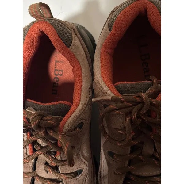 LL Bean Waterproof Hiking Trail Shoes Women's Suede Leather‎ Brown Orange - Image 5
