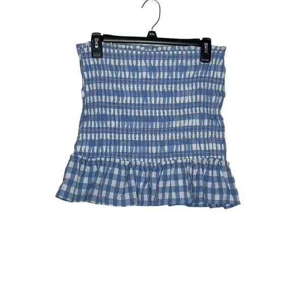 Impeccable Pig Women Skirt Lined Check Ruffle Hem Elastic Waist Blue‎ Medium NWT - Image 7