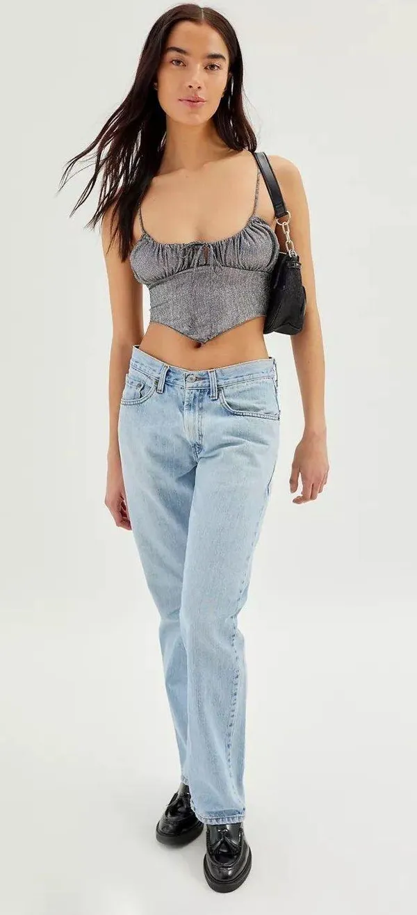 Urban Outfitters Silver Sparkly Hanky Hem Cami Crop Top - Image 3