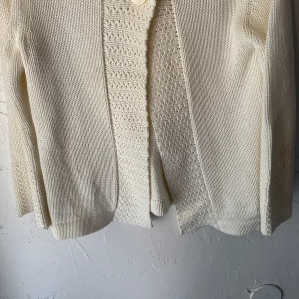 Croft & Barrow Vintage Cream Knit Button Cardigan‎ Sweater Small Chunky Cottage - Image 5