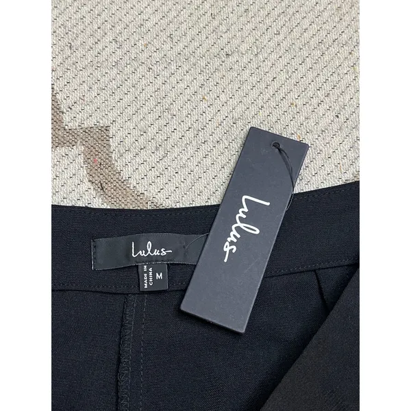 Lulus Kick It Black High-Waisted Trouser Pants Pleated Side Zip, Size Medium - Image 4
