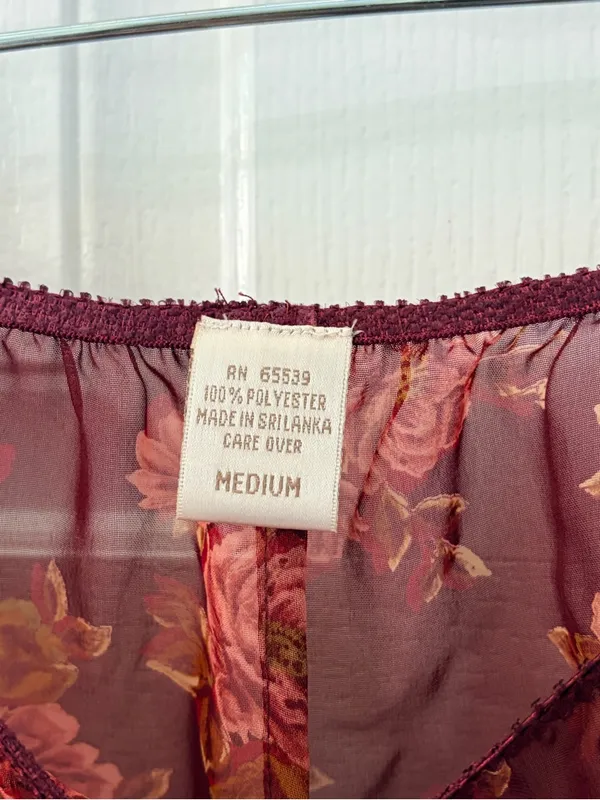 Women's Burgundy Floral Chiffon Athletic Shorts - Image 3