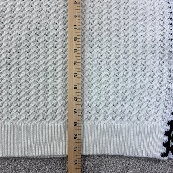 Open Knit Sweater Vest Size Small White Black‎ Contrast Trim Sleeveless Layering - Image 5