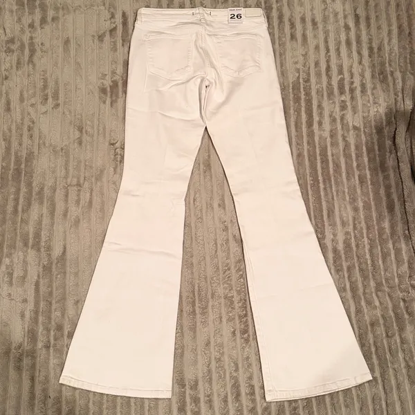 Dear John Rosie Mid Rise Flared Jeans 26 White Distressed Flare‎ Stretch NWT - Image 3