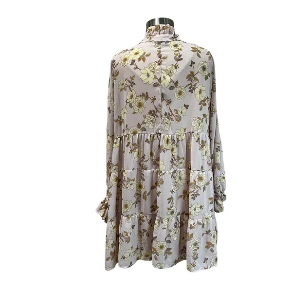 VICI Long Sleeve Boho‎ Pink Floral Swing Mini Dress Size M - Image 3