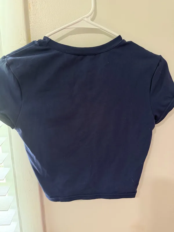 Navy Blue Baby Tee Size XS - Image 2