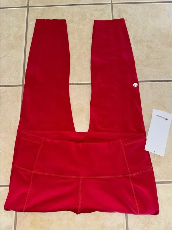 Lululemon Fast & Free With Pockets High Rise 25” Dark Red Size 10 NWT - Image 2
