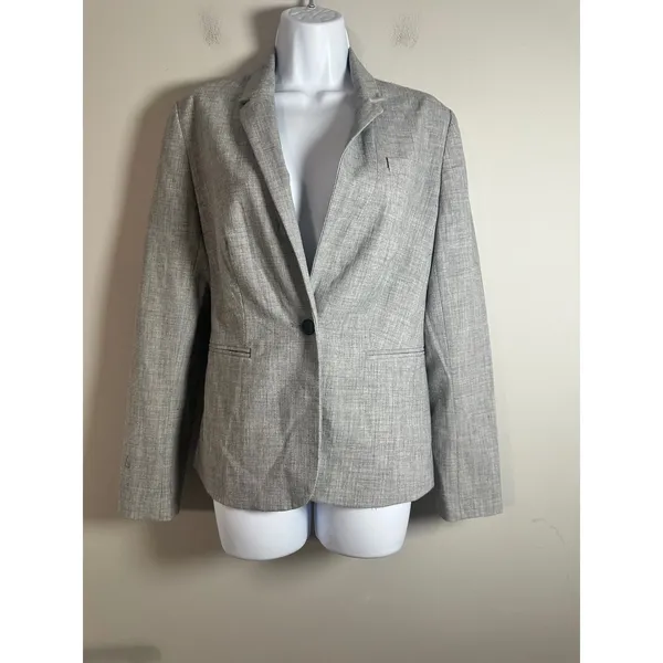 Banana Republic Grey Single Button Blazer Jacket‎ Heathered Size 8 Professional - Image 2