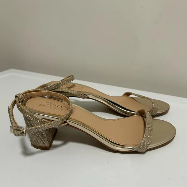 Jewel Badgley Mischka Danni II Block Heel Sandals Gold Silver Size 6 - Image 2