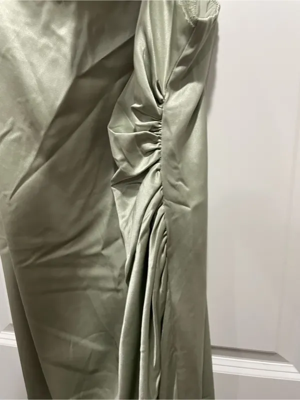Reformation Vesper Satin Midi Dress Salvia Sage Green Cocktail Party Size 12 - Image 7