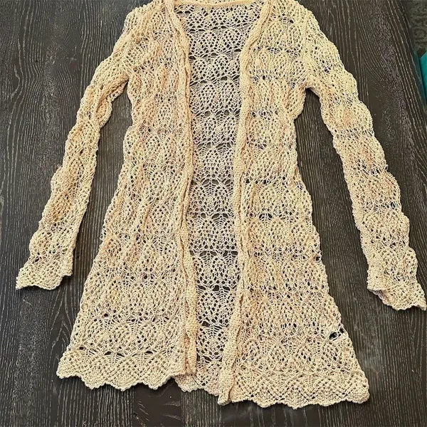 PattyBoutik Women's Ivory Open Front Loose Knit Boho Chic Cardigan Sweater - Image 5