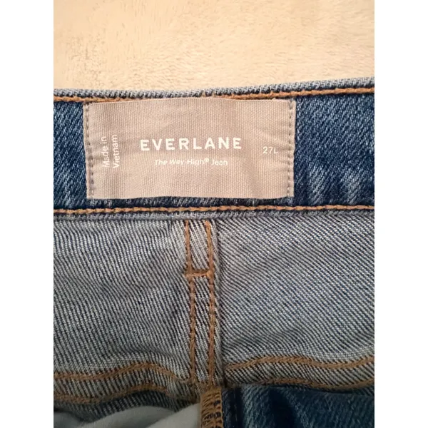 Everlane The Way-High Jean 27L Distressed Raw Hem Straight Leg Blue Denim 27 L - Image 5