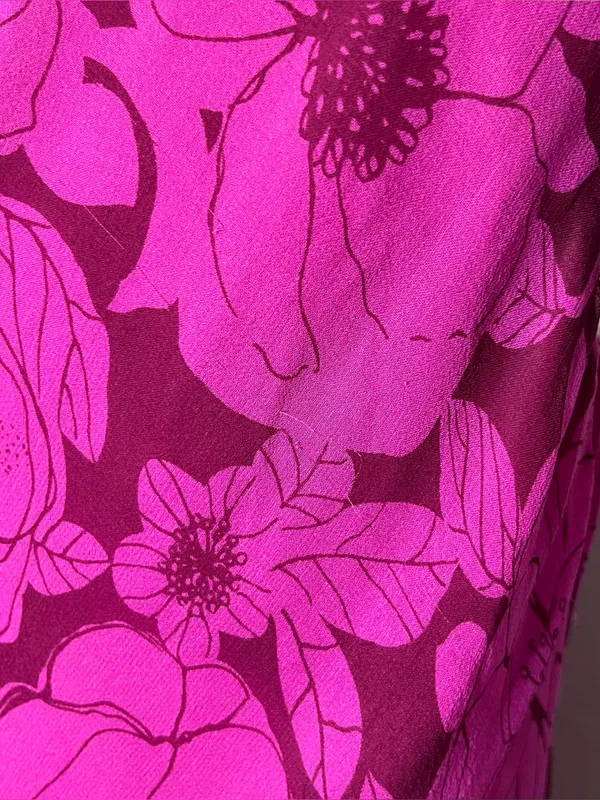 Vintage ICE Magenta Floral Bias Cut Silk Asymmetrical Maxi Dress - Image 12
