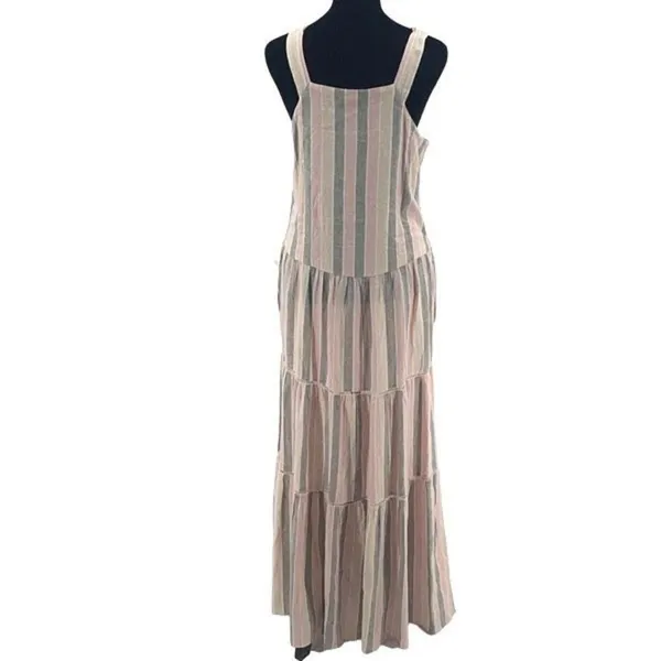 Caslon Womens Striped Square Neck Linen Blend‎ Maxi Dress Pink Cabana Medium NWT - Image 5