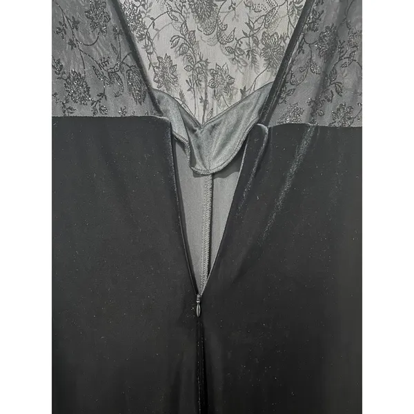 Vintage 90s Robbie Bee Black Velvet Maxi Dress Sheer Lace Gothic Glam Sz 10 - Image 10