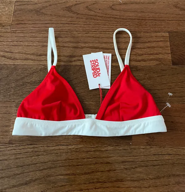 NWT  red and white triangle bikini top - Image 2