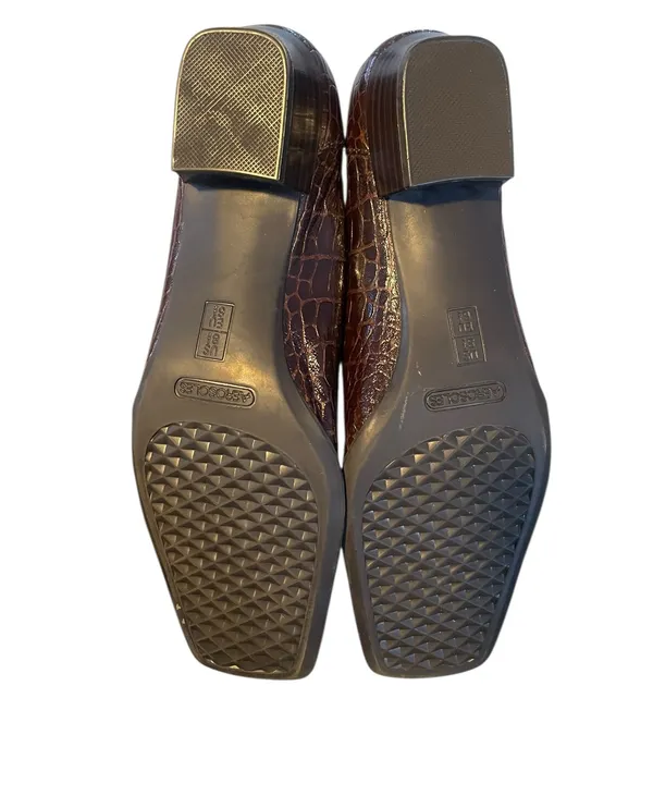 Aerosoles Playfill Brown Croc Embossed Slip-on Square Toe Leather Loafers 8.5 - Image 6