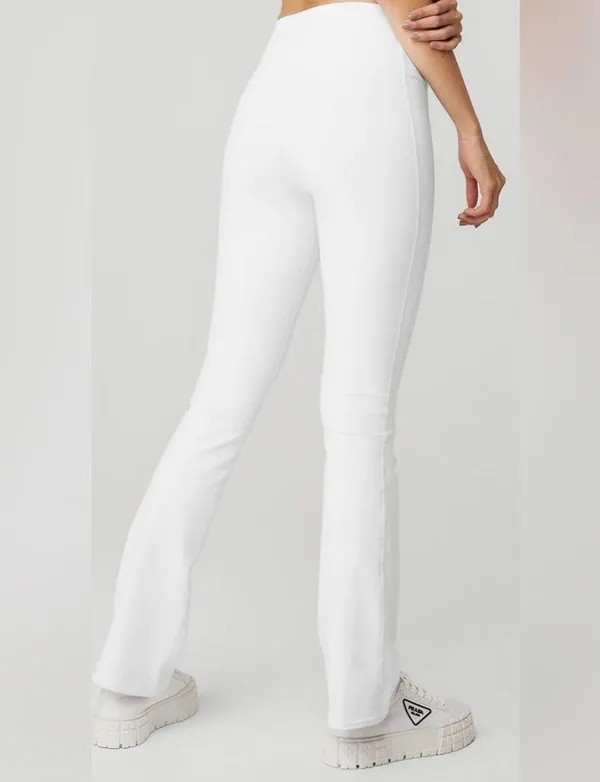 Alo NWOT Airbrush High Waist Bootcut White Legging Size M - Image 4