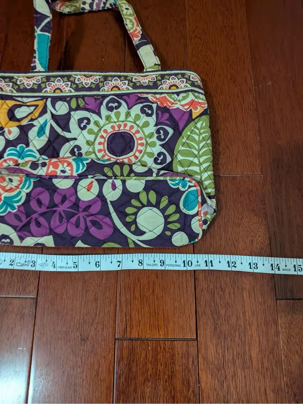 Vera Bradley Purple Green Multicolor Floral Quilted Shoulder Tote Bag - Image 6