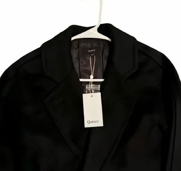 Quince Italian Wool Double-Breasted Slouch Coat Black XS - Image 6