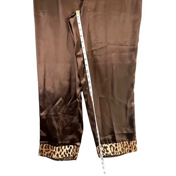 Delicates Pajamas Set Womens M Satin Leopard Trim Cami Pants‎ Sleepwear Lounge - Image 14