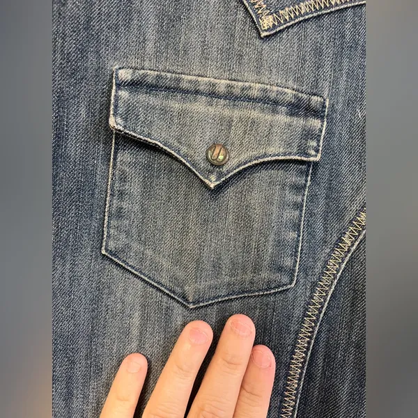 Wrangler Women’s Blue Denim Snap Vest – Size M Western Stud Detail Y2K‎ Style - Image 4