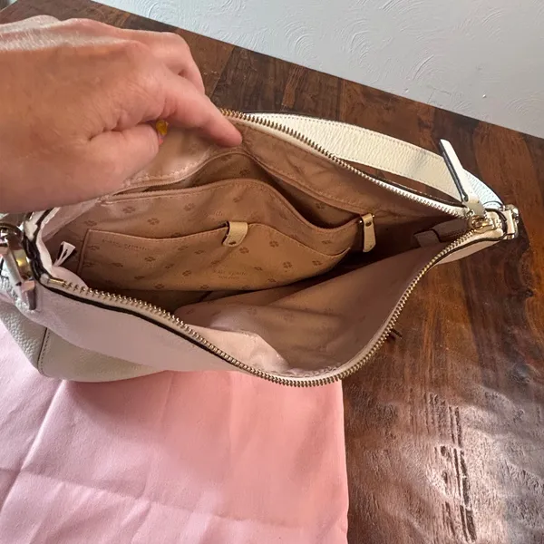 Kate Spade New York White‎ Pebbled Leather Shoulder Bag Hobo with Dust Bag - Image 2
