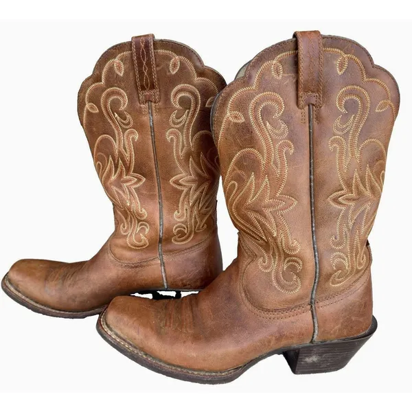 Ariat Legend Leather Western Cowboy Boots 7B Brown Square Toe Russet Rebel - Image 4