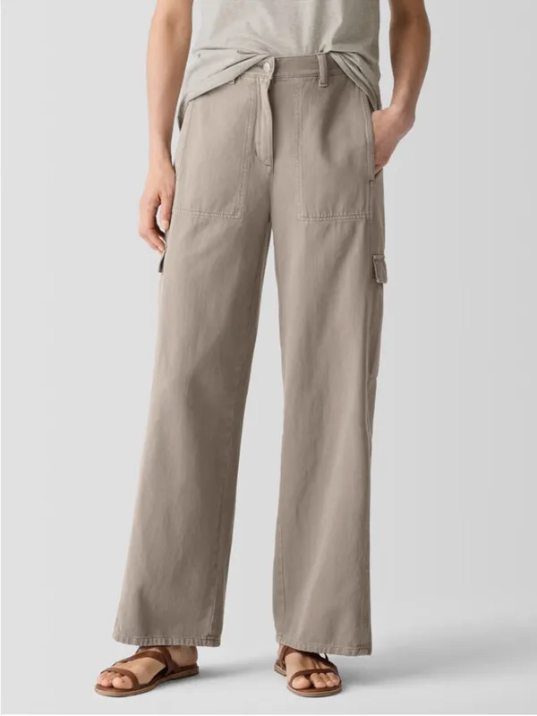 Eileen Fisher Garment-Dyed Utility Organic Cotton Cargo Pant Sz XS - Image 4