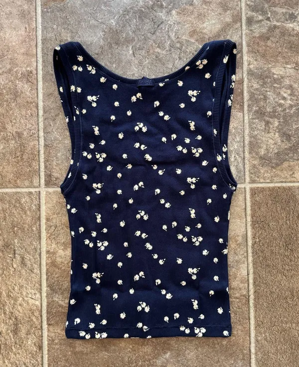 Skims Cotton Rib Tank Navy Daisy Print Small - Image 7