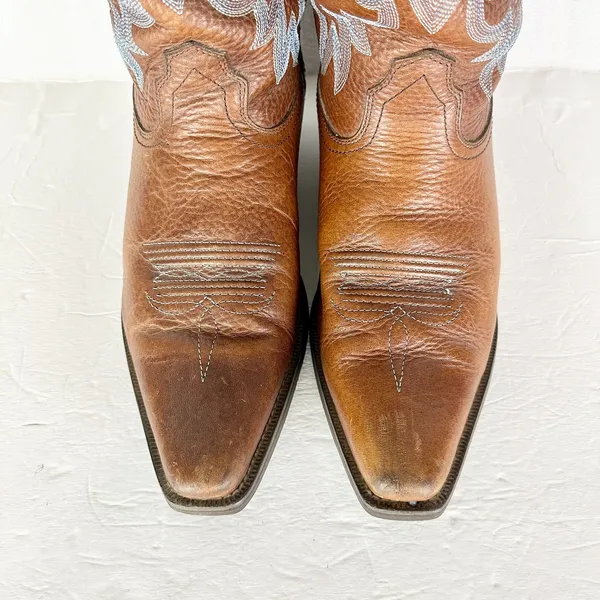 Twisted X Women's Cowboy Boots Size 8.5 Western Rodeo Brown Blue Embroidered - Image 6