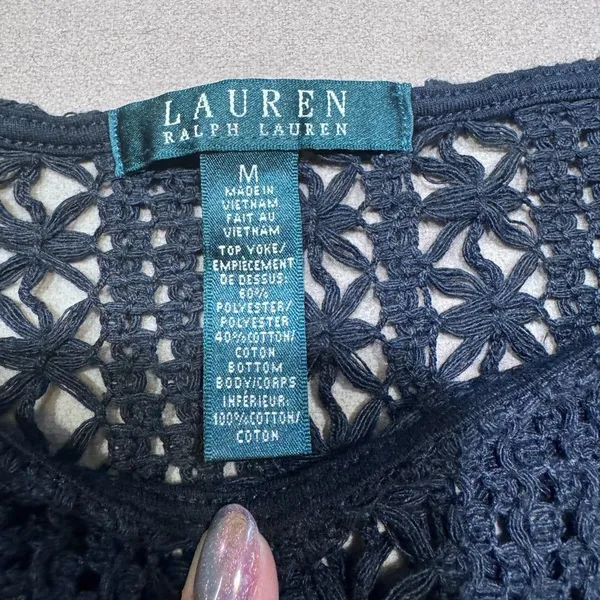 Lauren Ralph Lauren Women’s cap-sleeve black knit top - Image 4