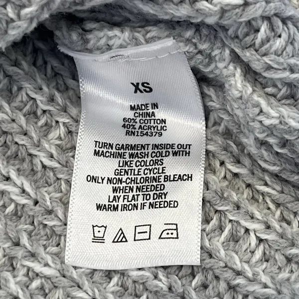 Aeropostale Womens XS Hooded Cropped Sweater Gray Knit V Neck Relaxed Cozy - Image 6