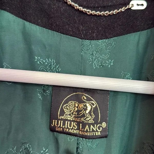 Julius Lang Vintage 100% new wool black and green peacoat 40 - Image 4