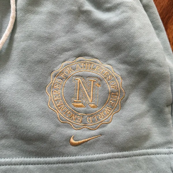 Nike Women’s Mint Green High Waisted Drawstring Embroidery Shorts - Image 2