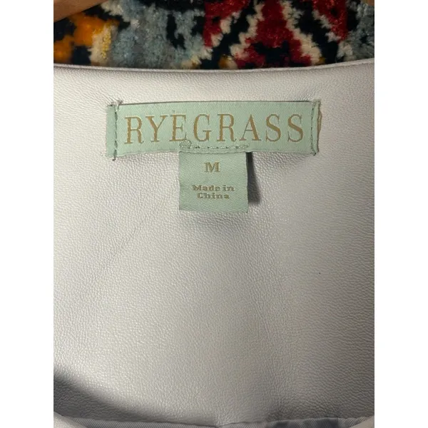 RYEGRASS Genuine Leather Cropped Jacket Puff Shoulder sz M Nimbus Cloud - Image 10