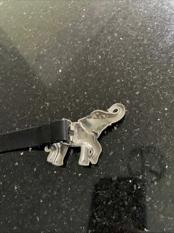 Chico’s Vintage Adjustable Slide Leather Belt With Silver Elephant 🐘 Buckle M/L - Image 7