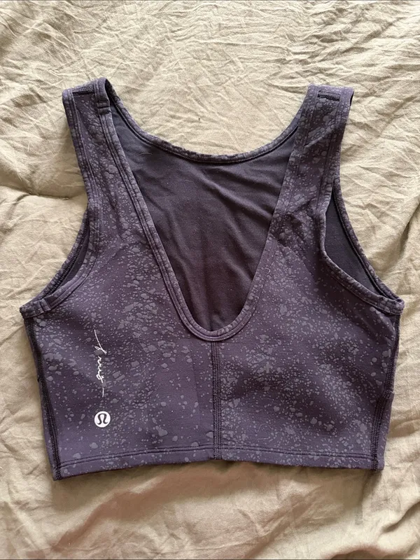 Lululemon Black Energetic Edge Speckled Crop Tank Top Size 2 - Image 2