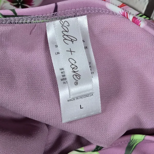 Salt + Cove High-Waist Floral Swim‎ Bottom in Tropicali Dusty Violet L - Image 3