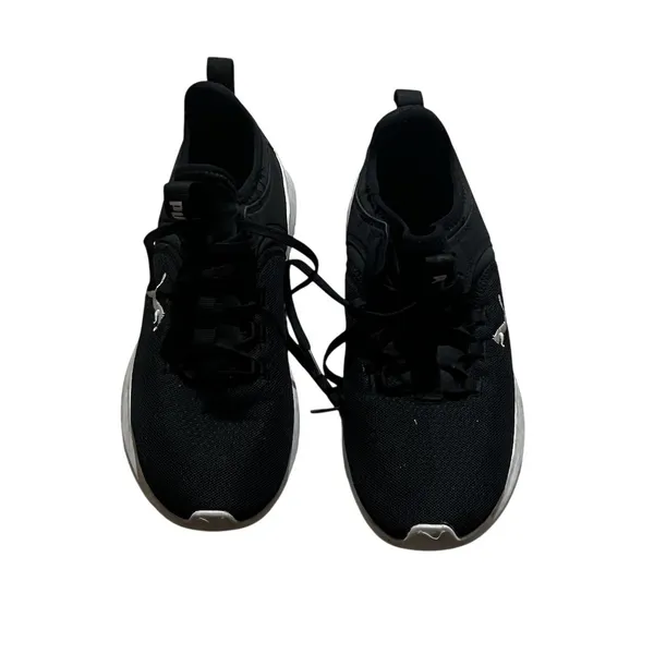 PUMA Womens Sneakers Black Lace Up Running Training Walking Pink Accent - Image 2