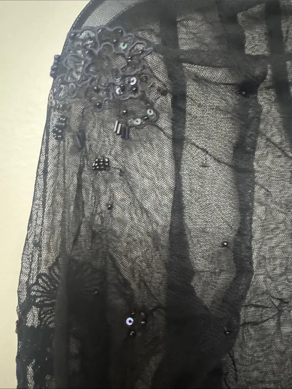 Free People Black Sheer Long Sleeve Mesh Top - Image 4