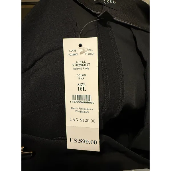 White House Black Market‎ WHBM The Relaxed Ankle Pants Pockets Black Size 16L - Image 4