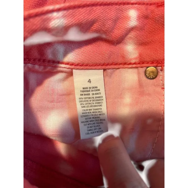 American Eagle Jean shorts Pink Womens Size 4 Stretch Tie Dye Y2K - Image 4