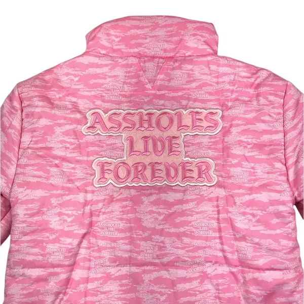 ASSHOLES LIVE FOREVER Tiger Camo Embroidery Puffer Jacket Sz M Pink Rare City - Image 8