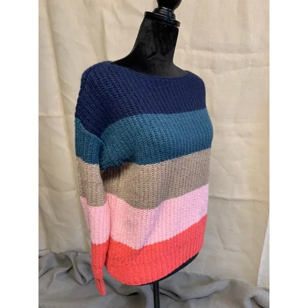 NWT Old Navy Sweater XS Stripes Blue Pink Orange - Image 4