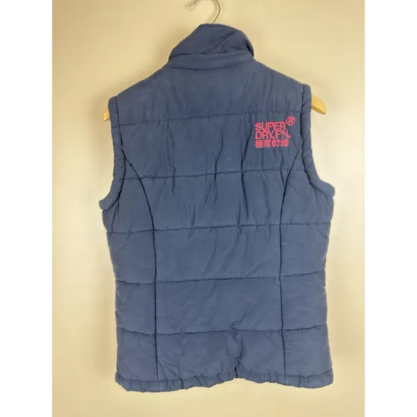 Superdry Blue Padded Gilet Women’s Size S Full Zip Casual Outdoor Vest - Image 7
