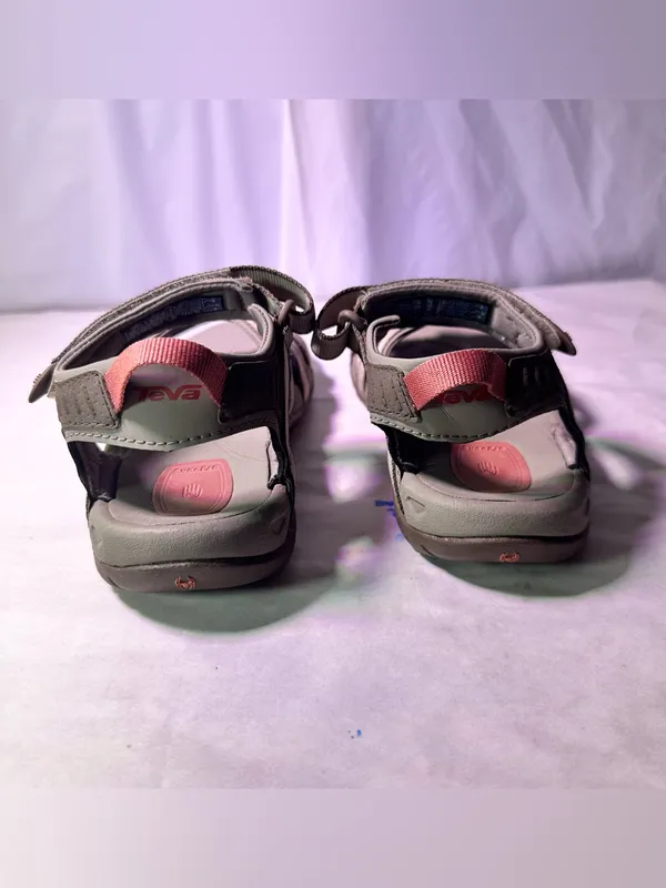 Teva Women's Gray and Pink Strappy Outdoor Sandals - Image 7